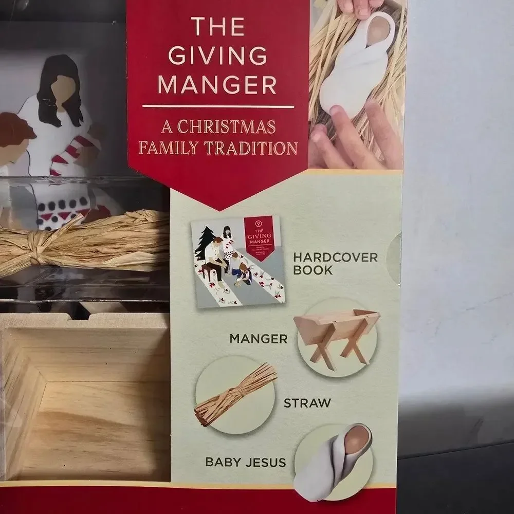 The Giving Manage Set Allison Hottinger HC Book Manger Straw Baby Jesus Nativity